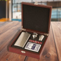 Personalized Rosewood Finish Flask and Poker Set with Name