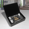 Personalized Flask Set for Dad, Black Leather Flask Set 6 Oz, Custom Fathers Day Gifts