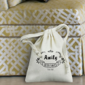 Personalized Bridesmaid Natural Cotton 3" x 4" Drawstring Favor Bag