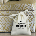 Personalized Baby Shower Natural Cotton 3" x 4" Drawstring Favor Bag