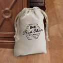 Personalized Bestman Natural Cotton 4" x 6" Drawstring Favor Bag