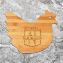 Personalized Bamboo Hen Shaped Cutting Board with Name