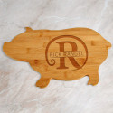 Personalized Bamboo Pig Shaped Cutting Board with Name
