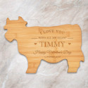 Valentines Day Cutting Board Customized, Bamboo Cow Shaped Cutting Board, Personalized Valentine Gifts