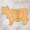 Custom Wedding Cutting Boards, Bamboo Cow Shaped Cutting Board, Personalized Wedding Kitchen Gifts