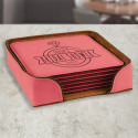 Personalized Bridal Shower Coasters, Pink Leather 6-Coaster Set, Custom Bridal Shower Gifts