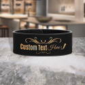 Unique & Elegant Personalized Black & Gold Leatherette Cuff Bracelet
