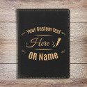 Personalized Leatherette Passport Holder Black and Gold