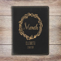 Personalized Birthday Months Passport Holder, Leather Passport Holder Black and Gold, Custom Birthday Months Gifts