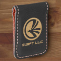 Personalized Leatherette Money Clip Black and Gold
