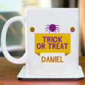 Trick or Treat a Scaring Personalized Mug With Name Printed on It