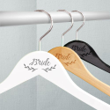 Personalized Engraved Twig Detail Bride Wooden Wedding Hangers