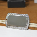 Personalized Beautiful Silver Crystal Border Nickel Dogtag Pendant
