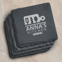 Personalized Set of 4 Square Slate Coasters with Kitchen Designs