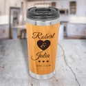Personalized Wedding Tumblers Gift, Bamboo Stainless Steel Tumbler 15 Oz, Customized Wedding Gifts