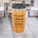 Dad Tumbler From Daughter, Fathers Day Gifts, Bamboo Stainless Steel Tumbler 15 Oz, Personalized Dad Gift