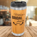 Customized Bridal Shower Tumbler, Bamboo Stainless Steel Tumbler 15 Oz, Bridal Shower Gifts