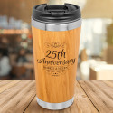 Personalized Anniversary Bamboo Tumbler, Stainless Steel Tumbler 15 oz, Unique Anniversary Gift
