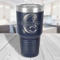 Personalized Navy Blue Vacuum Insulated Tumbler with Clear Lid 30 oz
