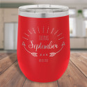 Personalized Birthday Tumbler, Red Vacuum Insulated Stemless Tumbler with Lid 12 oz., Birthday Party Favors