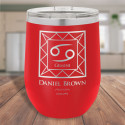 Custom Birthday Tumblers with Lids, Zodiac Gift, Red Vacuum Insulated Tumbler 12 Oz, Engraved Birthday Gift
