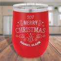 Christmas Wine Tumbler Gift, Red Stemless Tumbler with Lid 12 Oz, Personalized Christmas Gifts for Her