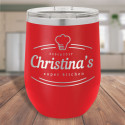 Personalized Kitchen Tumblers, Red Stemless Tumbler with Lid 12 Oz, Custom Kitchen Favor Ideas