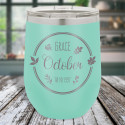 Personalized Birthday Tumbler, Vacuum Insulated Stemless Wine Tumbler 12 Oz., Engraved Birthday Gifts for Women