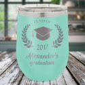 Personalized Graduation Tumblers Ideas, Gifts for Graduates, Stemless Wine Tumbler 12 Oz., Customized Graduation Gifts for Her