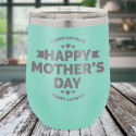 Personalized Mother's Day Wine Tumbler, Stemless Tumbler 12 Oz, Mom Tumbler Funny, Custom Mothers Day Gift