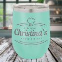 Personalized Kitchen Tumblers, Custom Kitchen Gifts, Stemless Wine Tumbler with Lid 12 Oz, Kitchen Party Favors