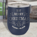 Christmas Wine Tumblers, Personalized Vacuum Insulated Stemless Wine Glass 12 Oz, Wine Christmas Gifts Customized