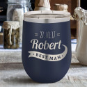Best Man Tumbler Personalized, Camel Vacuum Insulated Stemless Wine Glass 12oz, Custom Best Man Gift