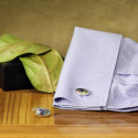 Colorful Inset Oval Shaped Cuff Links Suitable For Any Outfit 