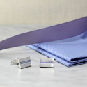 Unique & Stylish Silver Brass Cuff Links with Stripes Great Gift Men