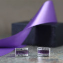 Purple Inlay and Cubic Zirconium Brass Cuff Links Beautiful Gift