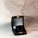 Elegant Gold Rimmed Black Leatherette Jewelry & keepsakes Boxes 