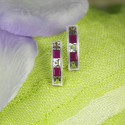 14K Solid Gold Earrings With Natural White Topaz & Rubies