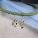Gorgeous 14K Solid Gold Chandelier Earrings With Blue Topaz