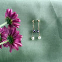 Gold Earrings with Freshwater Pearl Drops