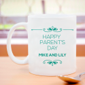 Happy Parent’s Day Personalized Mug with White and C-Green Contrast