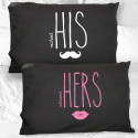 Personalized His and Hers Printed Black Pillowcase Set