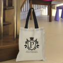 Personalized with Name Cotton Tote Bag with Black Handles