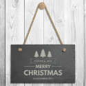 Christmas Slate Hanging Plaque, Personalized Slate Plaque with Hanger String, Christmas Decoration Gifts