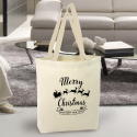 Personalized Christmas Natural High Quality Promotional Canvas Tote Bag w/Gusset