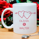 Twin Hearts with Arrow for Couples Personalized Mug of Valentine Day