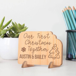 Personalized Our First Christmas Together Wooden Merry Christmas Card