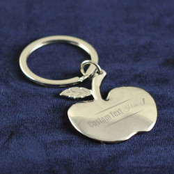 Personalized Apple Shaped Key Chain with Printed Custom Name/Monogram