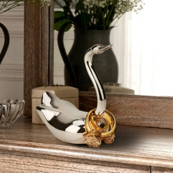Swan Jeweled Ring Minder with Nickle-plated Base and Silver Finish