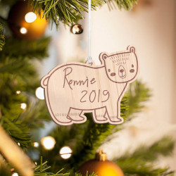 Personalized Polar Bear Wooden Merry Christmas Ornament